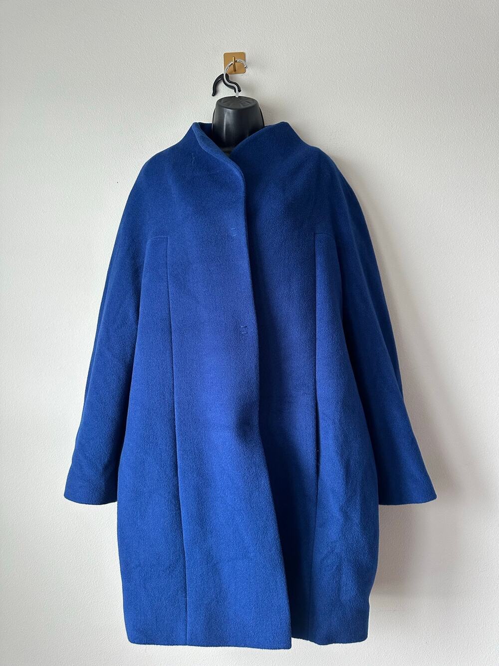Elie Tahari Cobalt Blue Wool Cocoon Coat Oversized Minimalist Statement XL